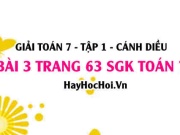 Giải bài 3 trang 63 Toán 7 Tập 1 SGK Cánh Diều